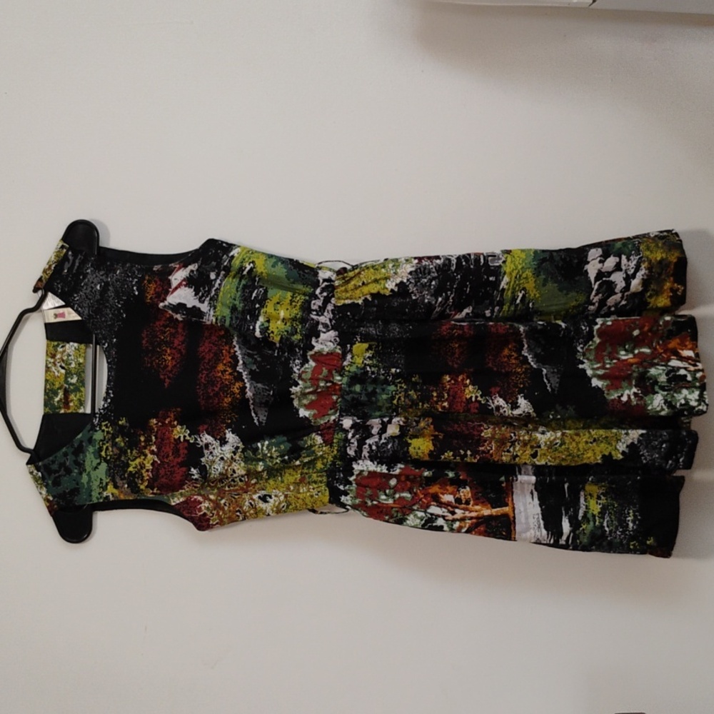 mooncollection | Vintage-inspired Abstract Nature Sleeveless Dress | Women's S